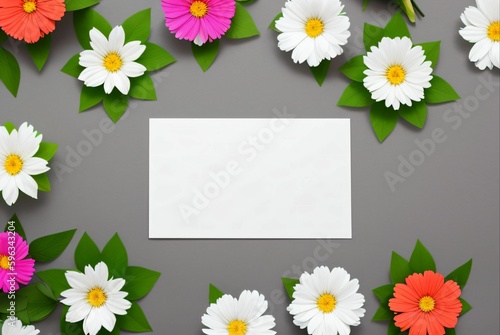 A white paper with flowers on it is on a gray background © Diego