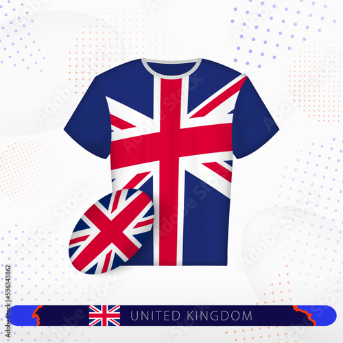 United Kingdom rugby jersey with rugby ball of United Kingdom on abstract sport background.