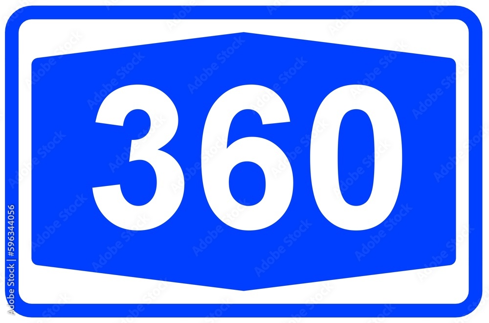 Illustration eines Autobahnschildes der Autobahn 360 in Deutschland Illustration eines Autobahnschildes der Autobahn 360 in Deutschland