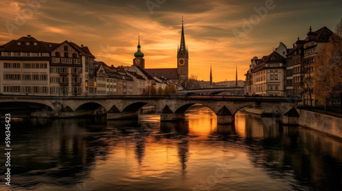 Bern. Breathtaking travel destination place. Generative AI © piai