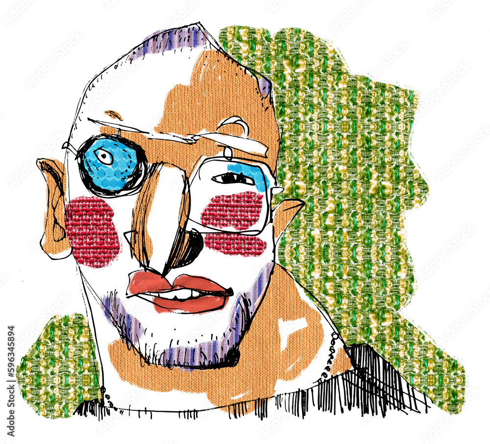 Sketch comic avatar. Man with bald head and beard Stock Illustration ...