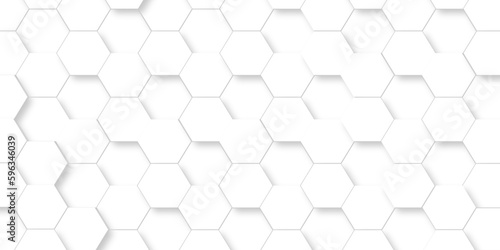 Abstract background with hexagons and 3d Hexagonal structure futuristic white background and Embossed Hexagon   honeycomb white Background  light and shadow  Vector.