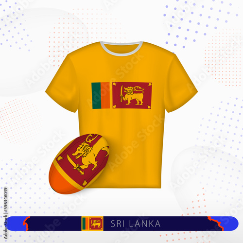 Sri Lanka rugby jersey with rugby ball of Sri Lanka on abstract sport background.