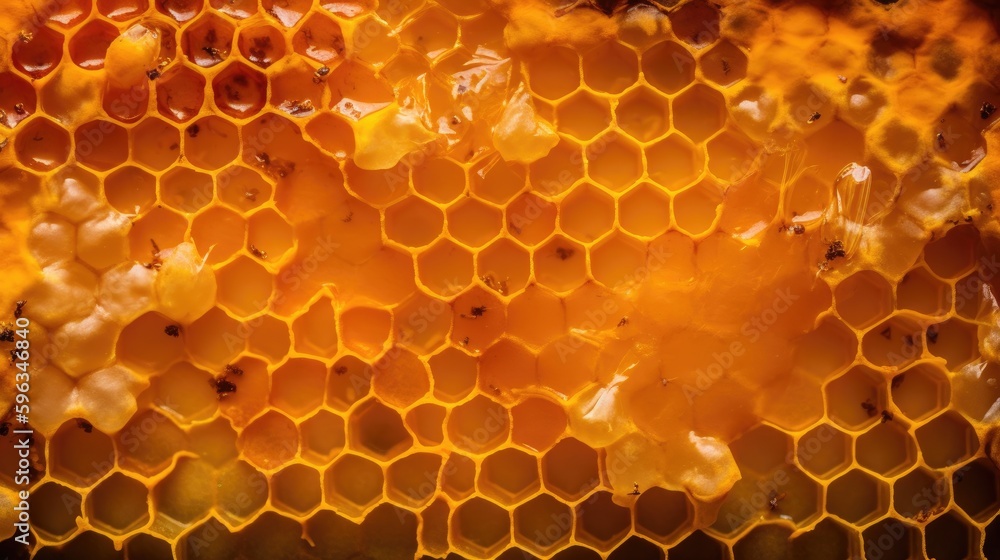 Honeycomb with honey. Generative AI Honeycomb with honey. Generative AI