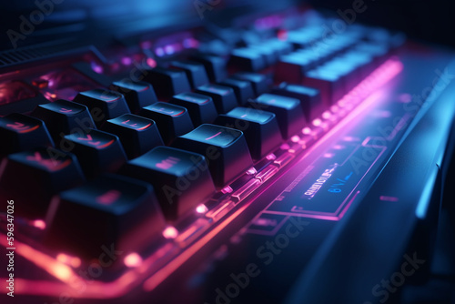 High-tech computer keyboard with RGB lighting  Generative AI 