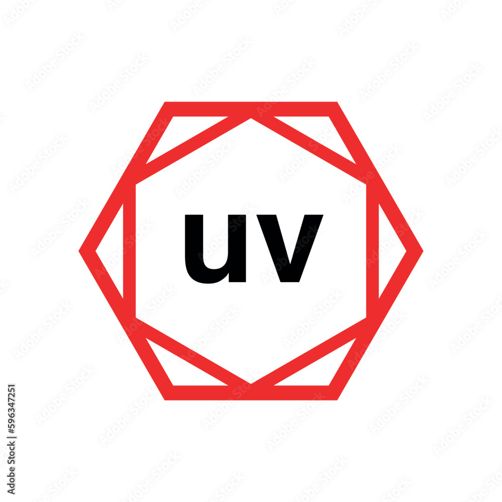 UV hexagon typography monogram vector. UV brand name icon. UV hexagon typography monogram vector. UV brand name icon.
