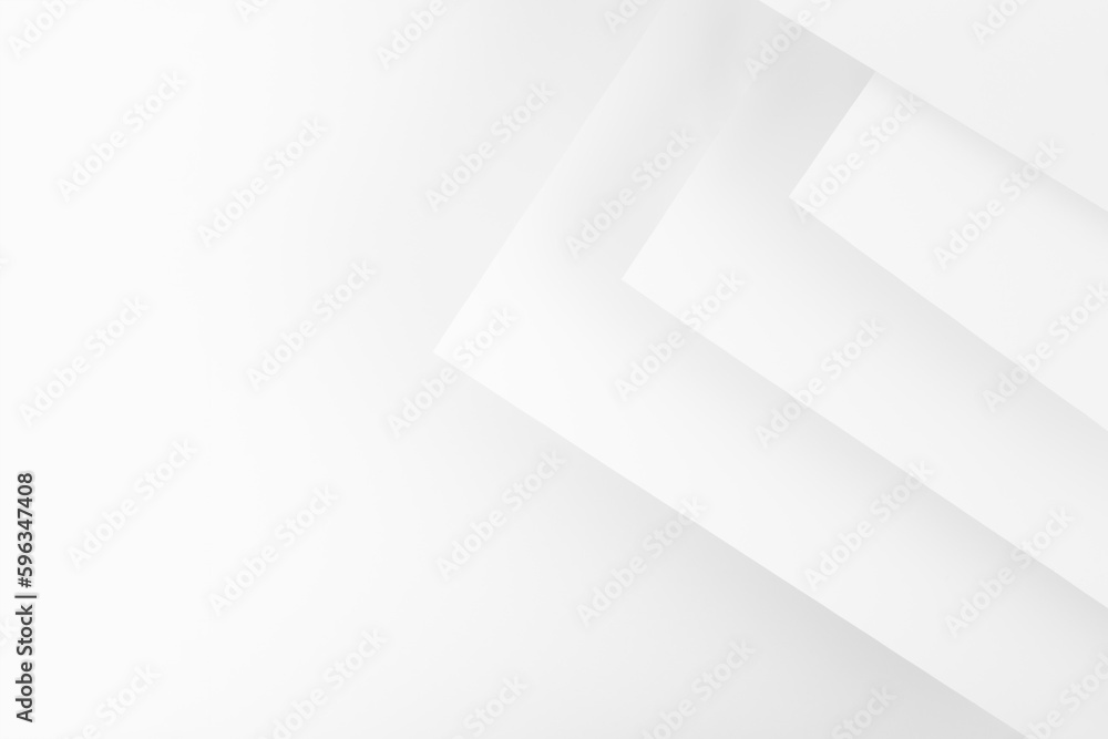 White abstract background with lines and corners in futuristic geometric style, backdrop for  advertising, design, card, poster, text, flyer, copy space, border.