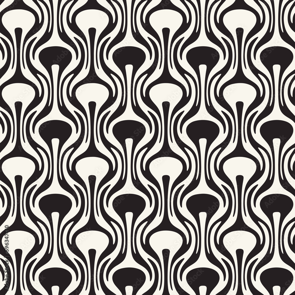 Monochrome Curved Folk Ornate Pattern Monochrome Curved Folk Ornate Pattern