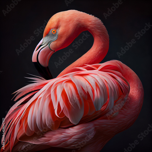 pink flamingo on dark background