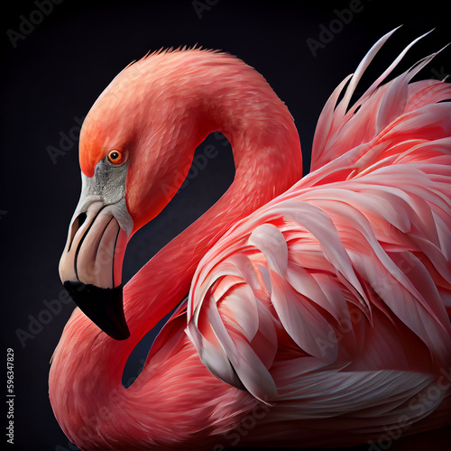 pink flamingo on dark background