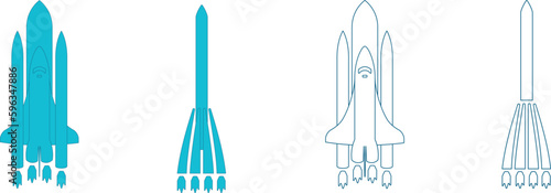 rockets, vector rockets, air transport, space rockets, space industry in the form of vector icons, rockets with the included engine photo