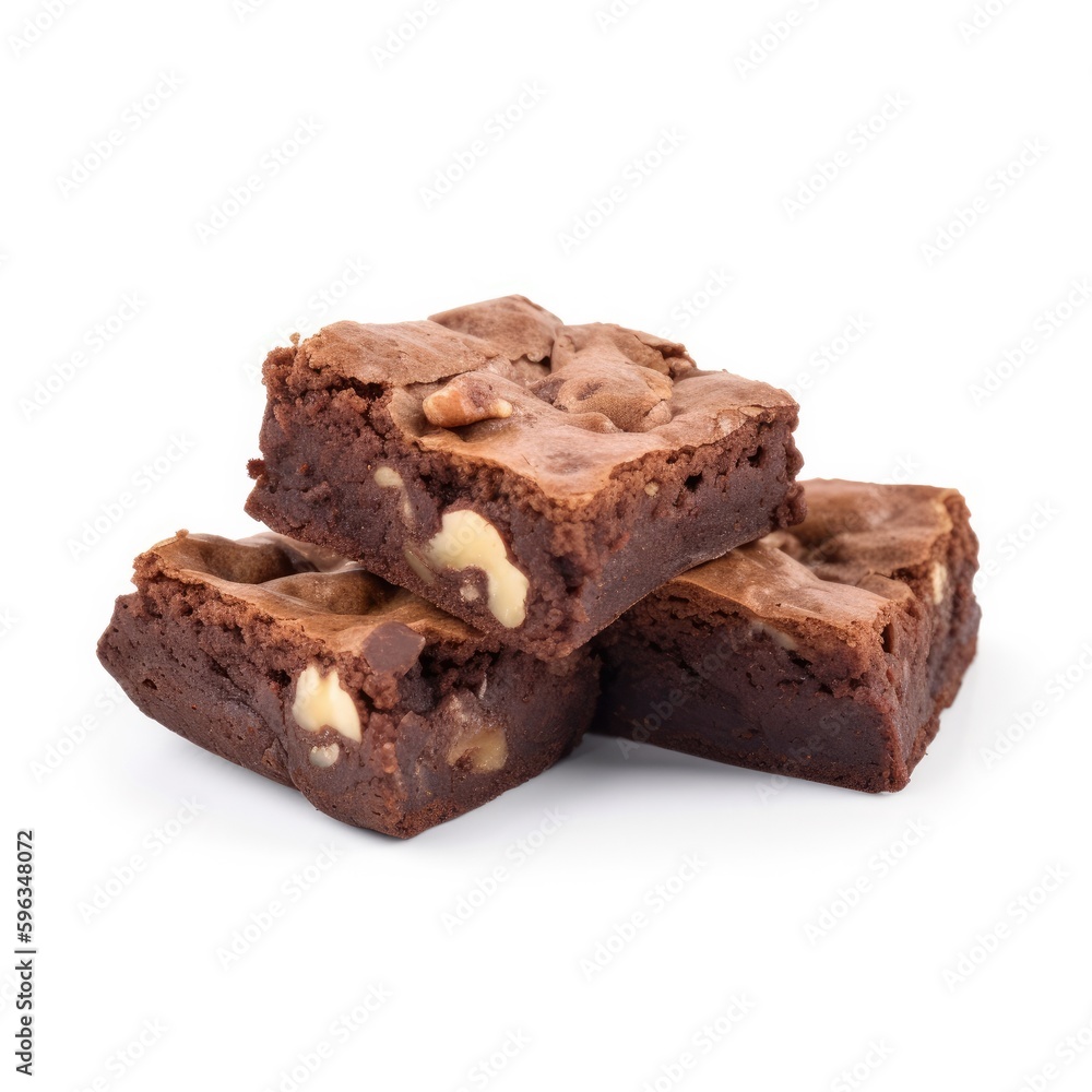 Brownies Isolated on White. Generative AI Brownies Isolated on White. Generative AI