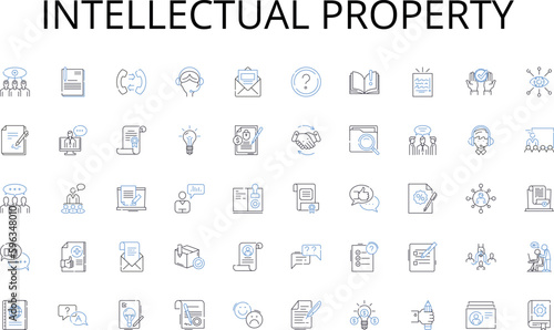 Intellectual property line icons collection. Appliances, Apparel, Beauty, Beverages, Cleaning, Cosmetics, Decor vector and linear illustration. Electronics,Fashion,Fitness outline signs Generative AI