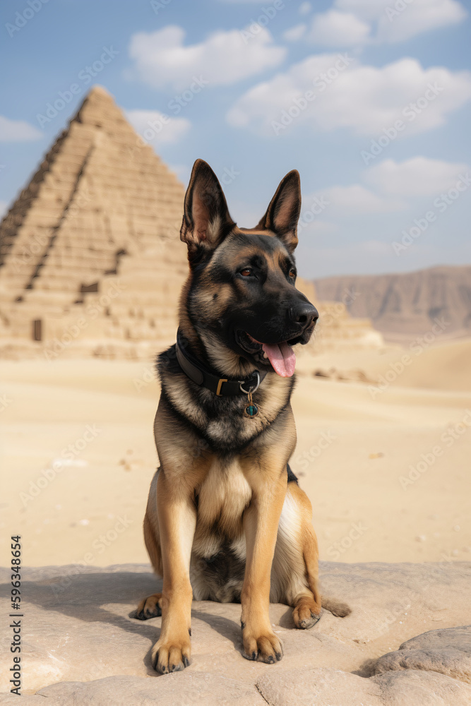 Dog in front of the Pyramids of Gizeh Dog in front of the Pyramids of Gizeh
