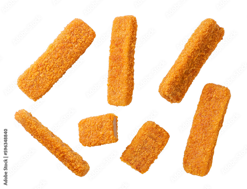 Set of nuggets from different sides close-up on a white background. Isolated Set of nuggets from different sides close-up on a white background. Isolated