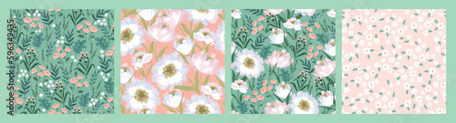 Set of lforal seamless patterns. Vector design for paper, cover, fabric, interior decor and other