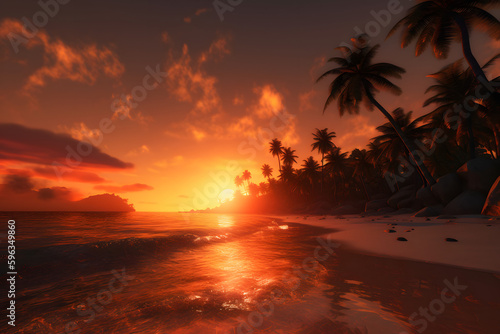 sunset on the beach © Youri
