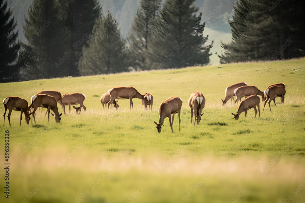 deer eating grass in a field deer eating grass in a field