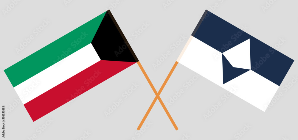 Crossed flags of Kuwait and Antarctica. Official colors. Correct proportion Crossed flags of Kuwait and Antarctica. Official colors. Correct proportion