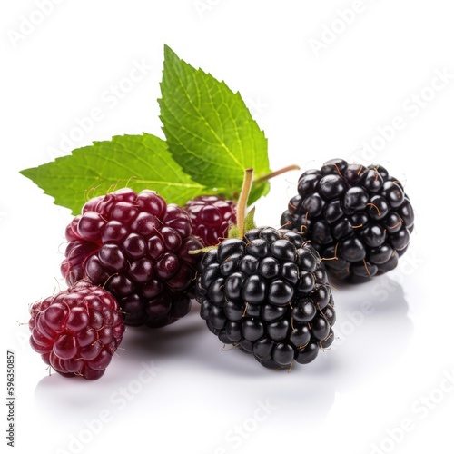 Boysenberry fruit isolated on white background.