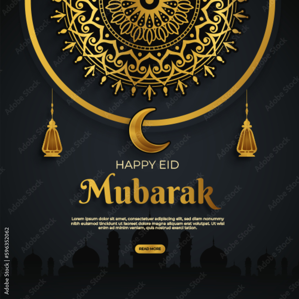 Happy eid mubarak post luxury decorative mandala background