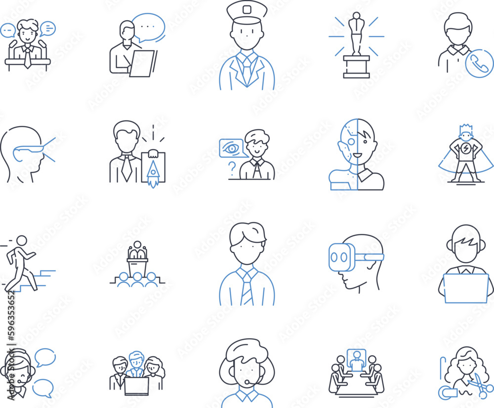 Post and governance line icons collection. Transparency, Accountability, Leadership, Compliance, Regulation, Policy, Decision-making vector and linear illustration. Generative AI Post and governance line icons collection. Transparency, Accountability, Leadership, Compliance, Regulation, Policy, Decision-making vector and linear illustration. Generative AI