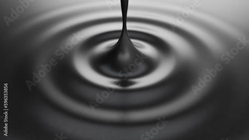 Drop of black liquid. Black background. 3d rendering 