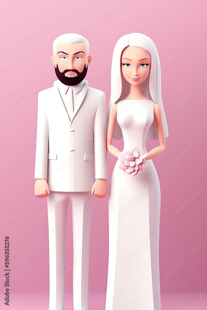 Wedding and event invitation design. Stylized bride and groom character. Romantic and pastel hues. Invitation, wedding, marriage, ceremoni. AI generative Wedding and event invitation design. Stylized bride and groom character. Romantic and pastel hues. Invitation, wedding, marriage, ceremoni. AI generative