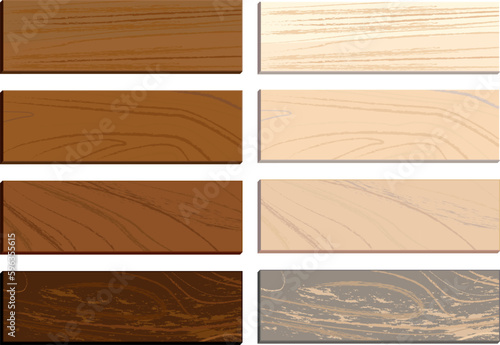 看板や表示板に活用できる様々な品種・色による木製平板イラスト素材