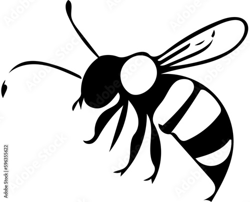 Honeybee Vector design, Black and white, Digital Art