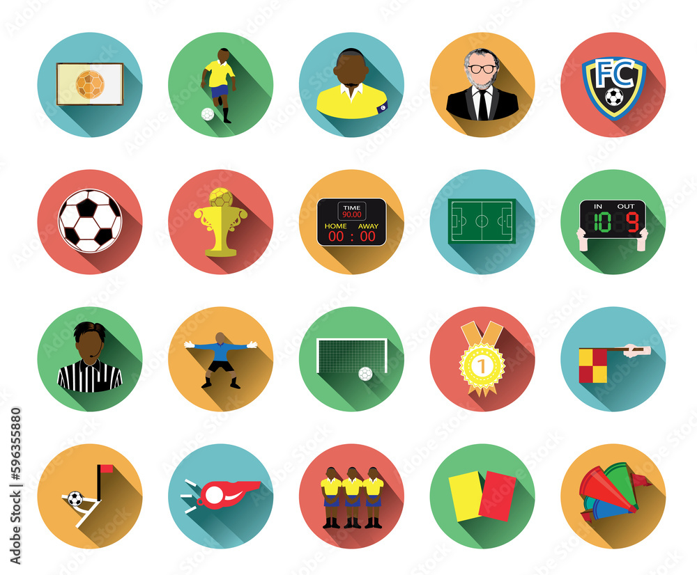 Illustration of flat soccer icons set Illustration of flat soccer icons set