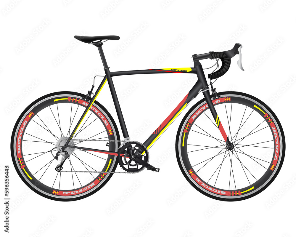 Fototapeta premium Race road bike isolated bicycle on white. Realistic 