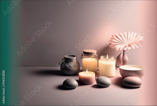 modern candle and zen banner for natural spa salon design generative ai