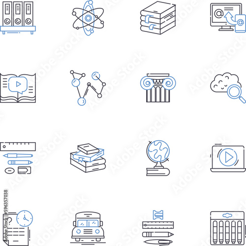 Magnet school line icons collection. Curriculum, Specialization, Magnetism, Admission, Diversity, Magnetized, Technological vector and linear illustration. Gifted,Talented,Innovation Generative AI