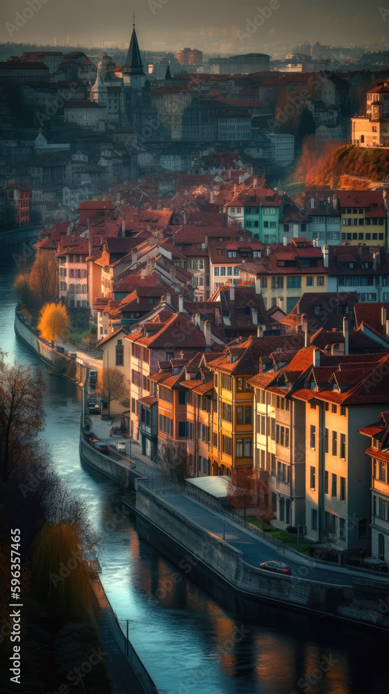 Fototapeta premium Bern. Breathtaking travel destination place. Generative AI