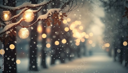 beautiful and blurry winter season backdrop with bokeh effect generative ai 