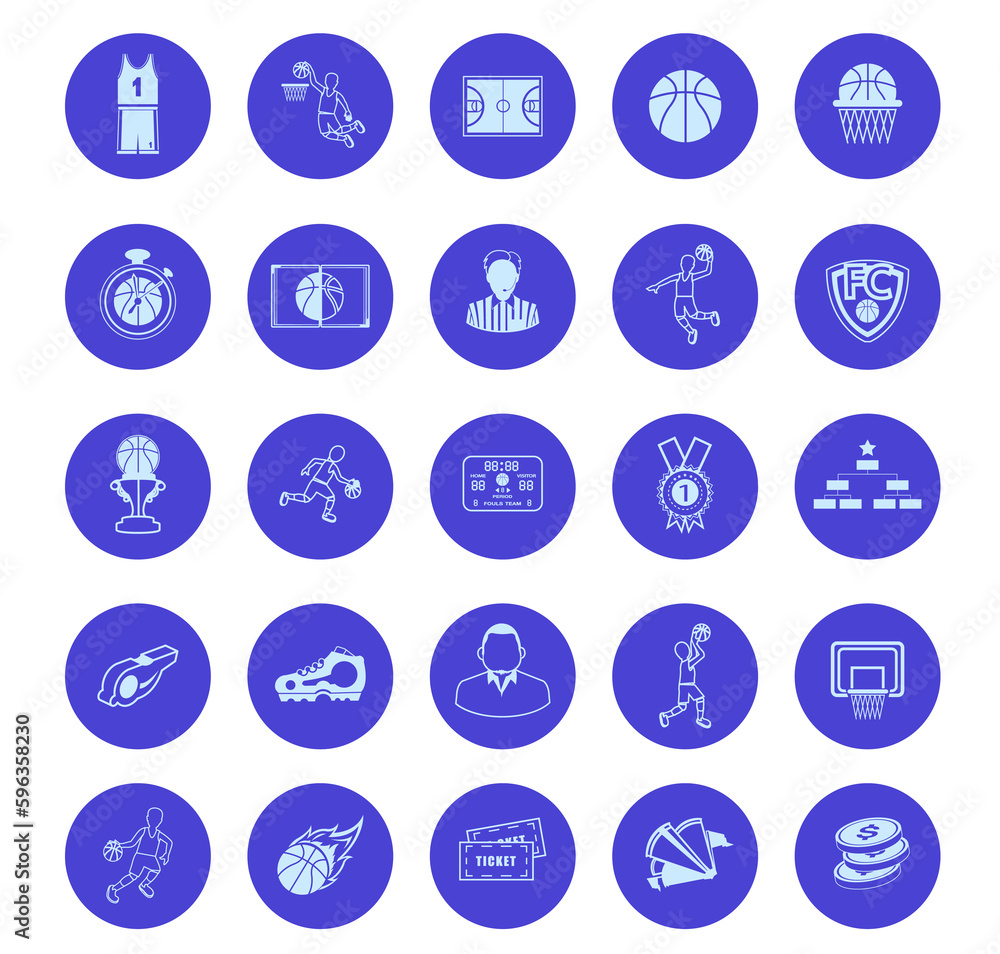 Group of Basketball icons set.Winner concept. Group of Basketball icons set.Winner concept.