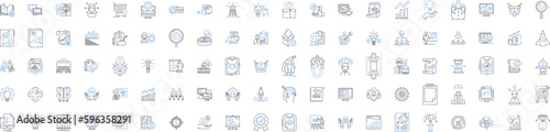 Planning and scheming line icons collection. Plotting, Strategizing, Organizing, Devising, Calculating, Machinating, Conspiring vector and linear illustration. Generative AI