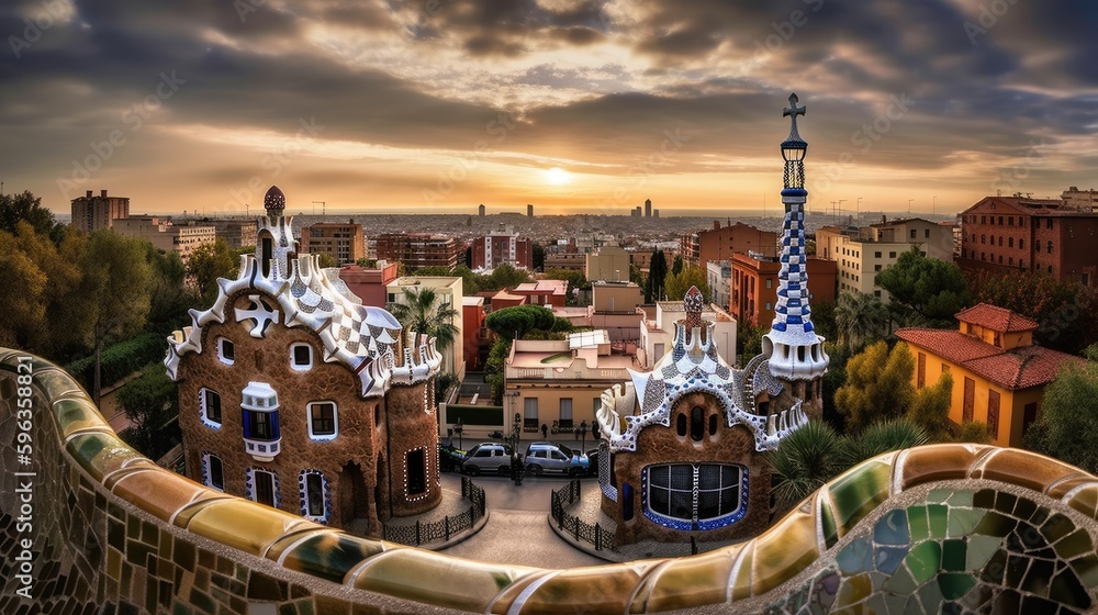 Fototapeta premium Basilica de la Sagrada Familia. Breathtaking travel destination place. Generative AI