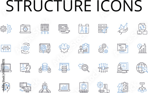 Structure icons line icons collection. Design Elements, Navigation Tools, Color Palettes, Marketing Collaterals, User Interface, Graphic Design, Brand Identity vector and linear Generative AI