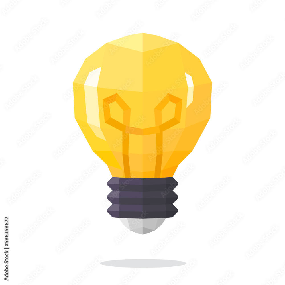 3D Low polygon light bulb fly on isolated white background. Origami lamp style. Vector illustration flat design. 3D Low polygon light bulb fly on isolated white background. Origami lamp style. Vector illustration flat design.