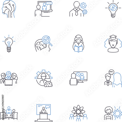 Judicious individuals line icons collection. Practical, Perceptive, Discerning, Prudent, Astute, Shrewd, Wise vector and linear illustration. Intelligent,Cautious,Attentive outline signs Generative AI