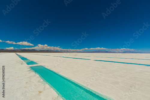 Pools for the extraction of lithium in Salinas Grandes, Jujuy, Argentina