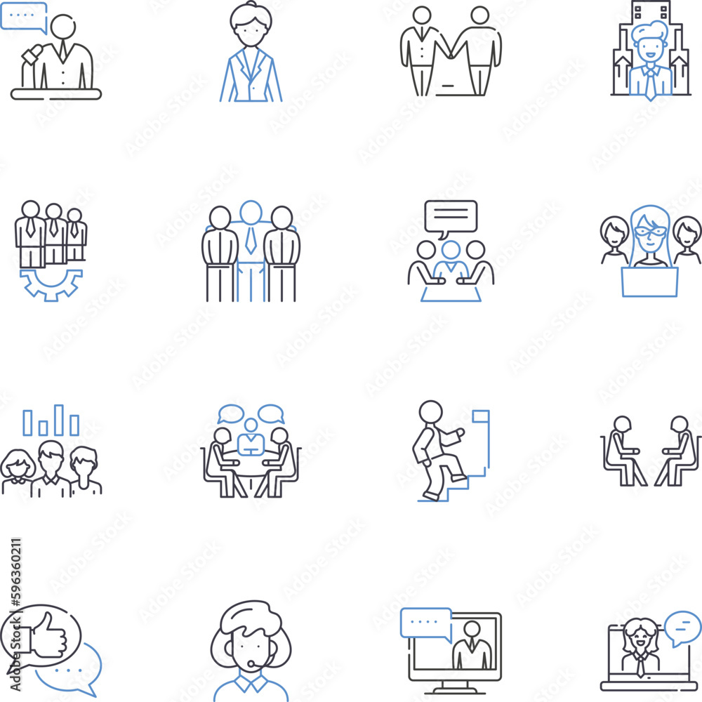 Human progression line icons collection. Evolution, Advancement, Developments, Innovation, Improvement, Breakthroughs, Growth vector and linear illustration. Generative AI