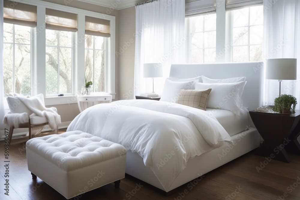 a bed with a white comforter and pillows on it in a room a bed with a white comforter and pillows on it in a room
