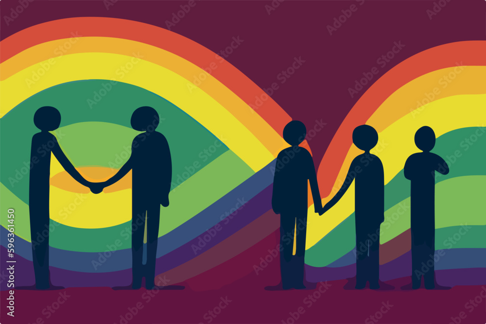 Dynamic and unique vector design featuring LGBT individuals in a caring and supportive atmosphere
