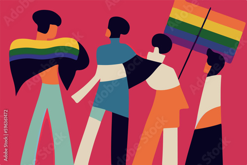 Dynamic and colorful image featuring LGBT people in an inclusive and supportive environment