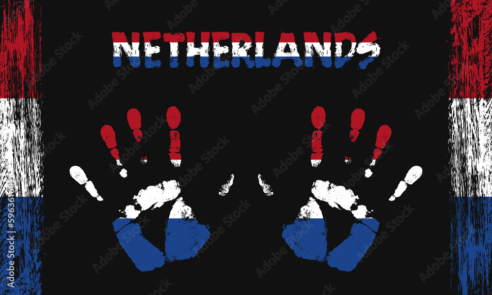 Vector flag of Netherlands with a palm Vector flag of Netherlands with a palm