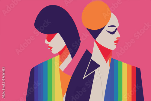 Abstract vector illustration of LGBT individuals, celebrating pride and hope