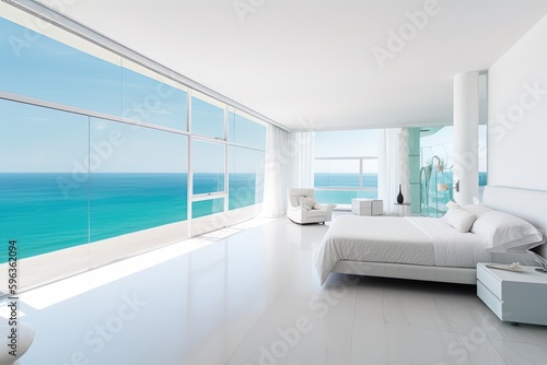  Incredible Designer bedroom with white floor next to Ocean.